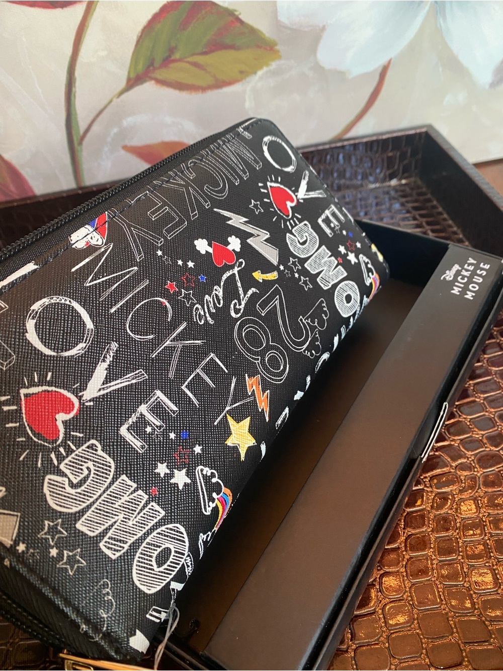 Disney Black Mickey Mouse Graphic Zip-Around Wallet w/Gold Mickey Accent (NIB) - Picture 9 of 10